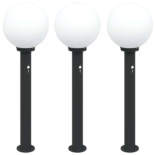 Vidaxl Bornes Lumineuses Avec Détecteur Lot De 3 80 Cm Noir Ip44