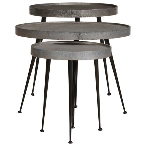 vidaXL Table basse 3 pcs en bois composite argenté