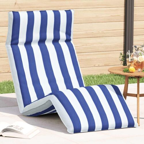 Vidaxl Transat Pliant Bleu Et Blanc 175 X 54 X 8,5 Cm Tissu Oxford