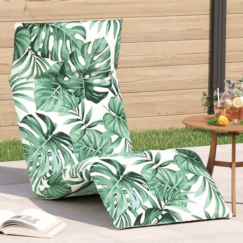 Vidaxl Transat Pliant En Tissu Oxford Motif Feuilles 175 X 54 X 8,5 Cm