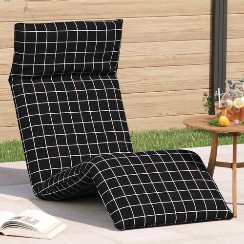 Vidaxl Transat Pliant À Carreaux Noirs 175 X 54 X 8,5 Cm Tissu Oxford