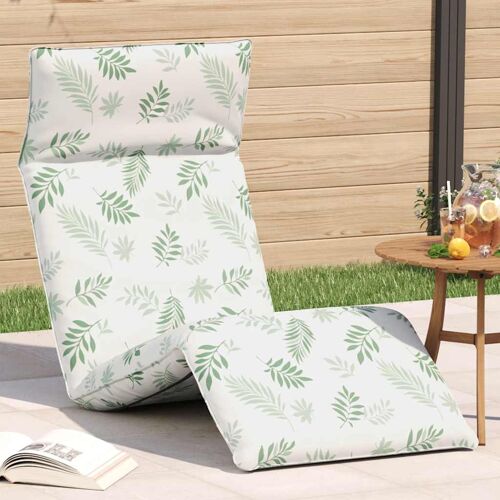 Vidaxl Transat Pliant En Tissu Oxford Motif Feuilles 175 X 54 X 8,5 Cm