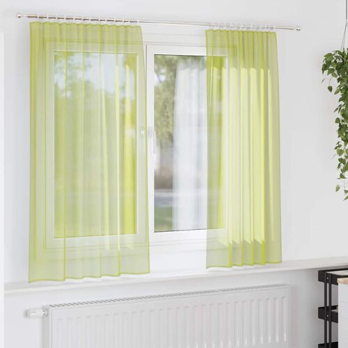 Vidaxl Rideaux En Voile À ?illets 2 Pcs Vert Pomme