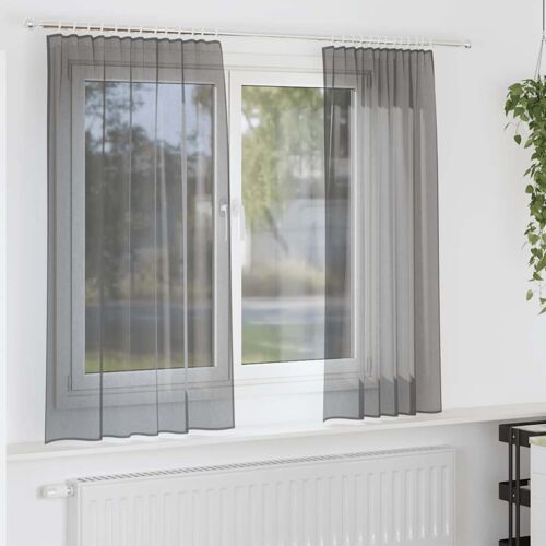 Vidaxl Rideaux En Voile À ?illets 2 Pcs Gris Foncé