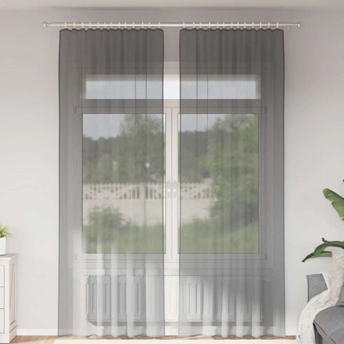 Vidaxl Rideaux En Voile À ?illets 2 Pcs Gris Foncé