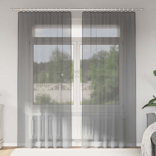 Vidaxl Rideaux En Voile À ?illets 2 Pcs Gris Foncé