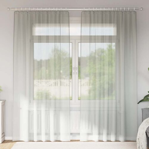Vidaxl Rideaux En Voile À ?illets 2 Pcs Gris Clair