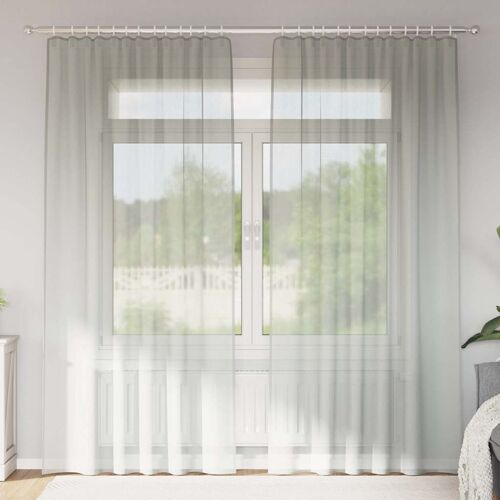 Vidaxl Rideaux En Voile À ?illets 2 Pcs Gris Clair