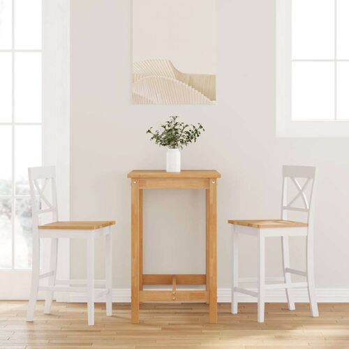vidaXL Tabourets de bar (lot de 2) en bois massif blanc et caoutchouc
