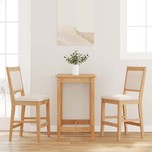 vidaXL Tabourets de bar avec coussins (2 pcs) en bois massif naturel et caoutchouc