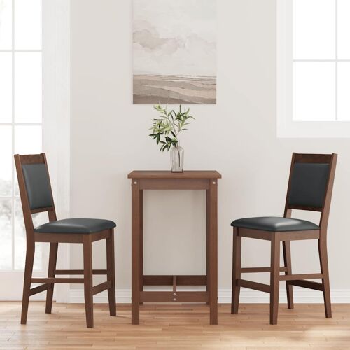 vidaXL Tabourets de bar avec coussins (lot de 2) en bois massif marron et caoutchouc
