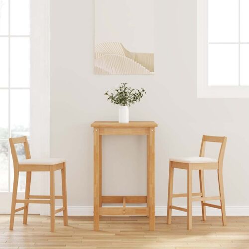 vidaXL Tabourets de bar avec coussins (2 pcs) en bois massif naturel et caoutchouc