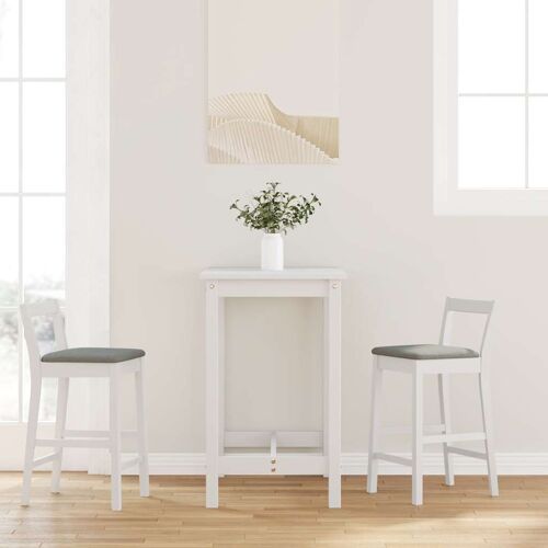 vidaXL Tabourets de bar avec coussins (lot de 2) en bois massif blanc et caoutchouc