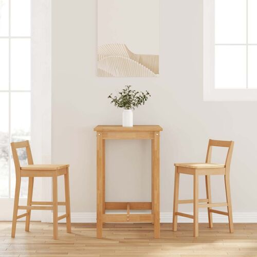 vidaXL Tabourets de bar (lot de 2) en bois massif naturel et caoutchouc