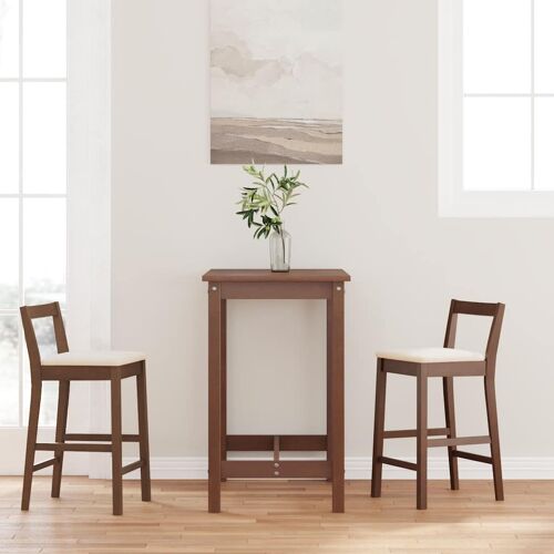 vidaXL Tabourets de bar avec coussins (lot de 2) en bois massif marron et caoutchouc