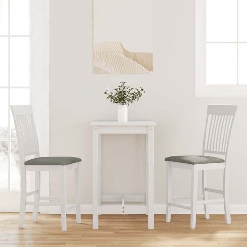 vidaXL Tabourets de bar avec coussins (lot de 2) en bois massif blanc et caoutchouc
