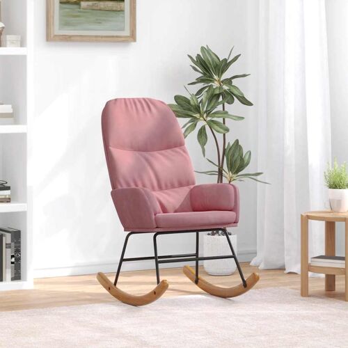 vidaXL Fauteuil à bascule velours rose