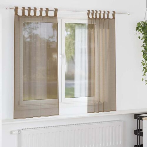 Vidaxl Voilages À ?Illets 2 Pcs Marron Clair 140 X 175 Cm