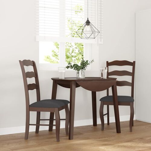 vidaXL Chaises de salle à manger avec coussins (2 pcs) bois massif marron caoutchouc