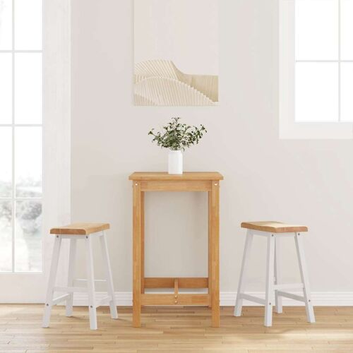 vidaXL Tabourets de bar (lot de 2) en bois massif blanc et caoutchouc
