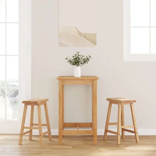 vidaXL Tabourets de bar (lot de 2) en bois massif naturel et caoutchouc
