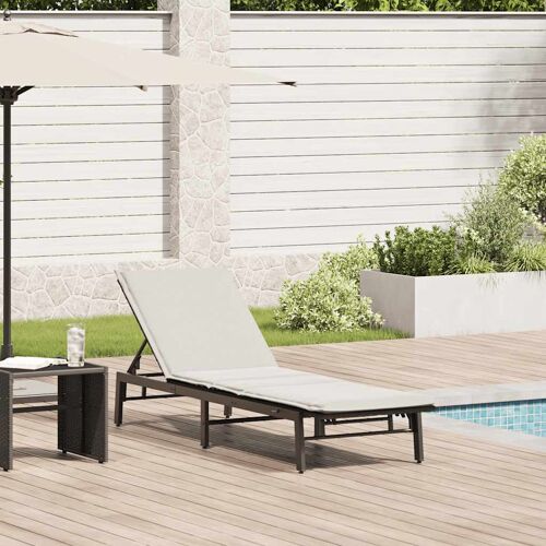 Vidaxl Chaise Longue Avec Coussin En Rotin Synthétique Noir