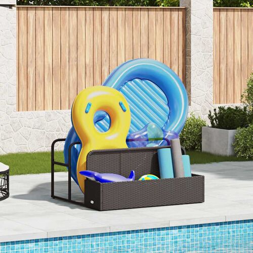 vidaXL Rangement pour matelas gonflables de piscine noir 110 x 100 x 57 cm en rotin synthétique