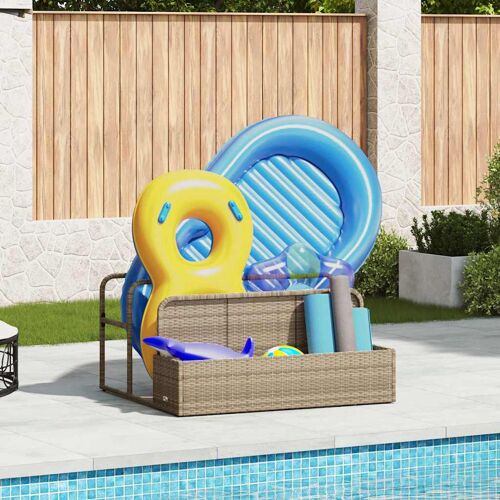 Vidaxl Rangement Pour Matelas Gonflables De Piscine Beige 110 X 100 X 57 Cm Résine Tressée