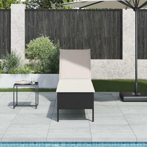 Vidaxl Transat Avec Coussin Noir 55x200x44cm Résine Tressée