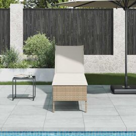 Vidaxl Transat Avec Coussin Beige 55x200x44cm Résine Tressée