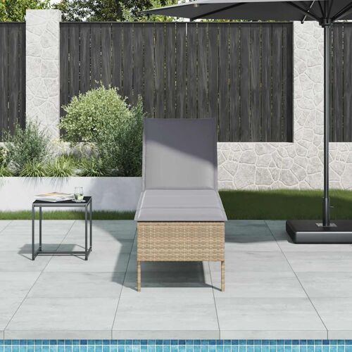 Vidaxl Transat Avec Coussin Beige 55x200x44cm Résine Tressée