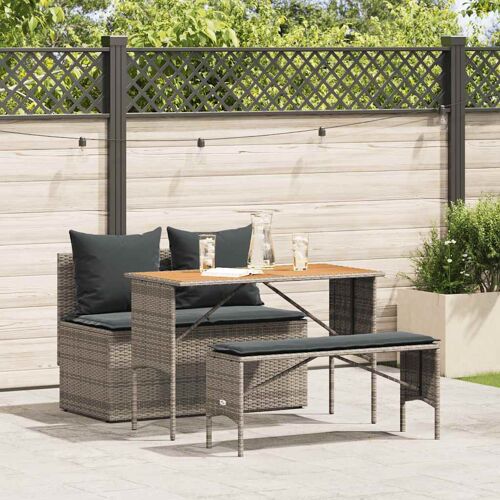 Vidaxl Ensemble De Salle À Manger De Jardin 3 Pcs Avec Coussins Gris Résine Tressée