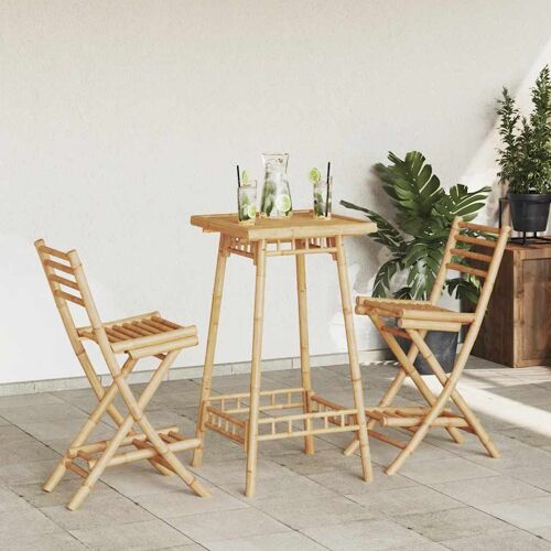 vidaXL Tabourets de bar d'extérieur avec repose-pieds 2 pcs pliables en bambou