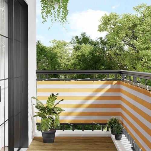 vidaXL Paravent de balcon à rayures jaunes et blanches 75 x 1000 cm