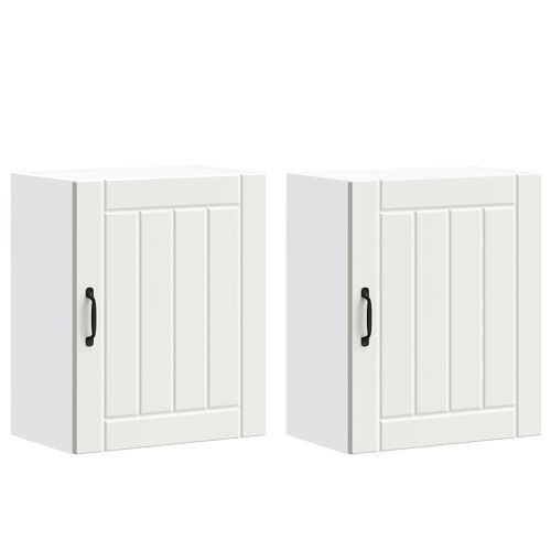 vidaXL Armoires murales de cuisine 2 pcs Lucca en bois d'ingénierie blanc