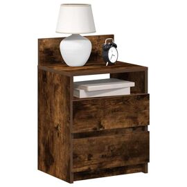 vidaXL Tables de chevet 2 pcs avec 2 tiroirs chêne fumé 40x33x60 cm