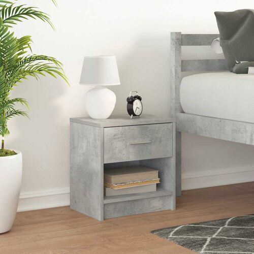 vidaXL Table de chevet avec tiroir Gris béton 39x28x41 cm