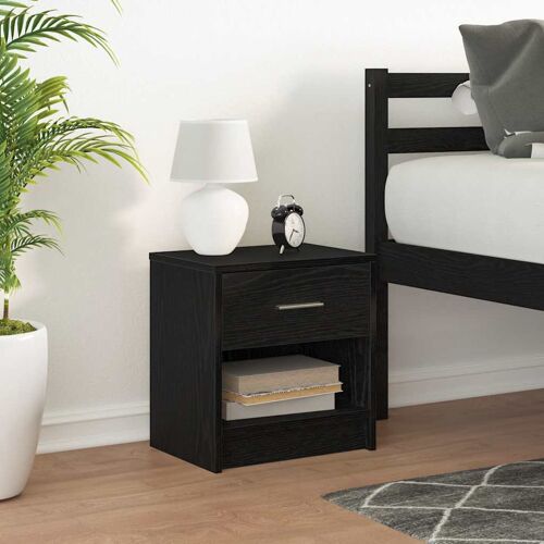vidaXL Table de chevet avec tiroir noire 39 x 28 x 41 cm