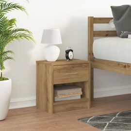 vidaXL Table de chevet avec tiroir en chêne artisanal 39 x 28 x 41 cm
