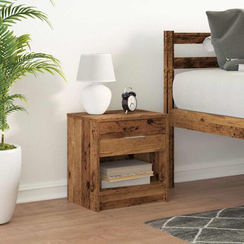 vidaXL Table de chevet avec tiroir en bois ancien 39x28x41 cm