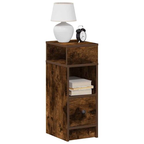 vidaXL Tables de chevet 2 pcs avec tiroir chêne fumé 25x31x66 cm