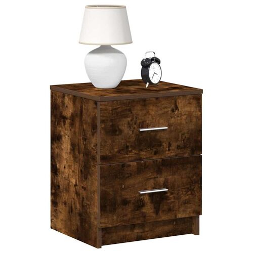 vidaXL Table de chevet à 2 tiroirs en chêne fumé 40x36x50 cm