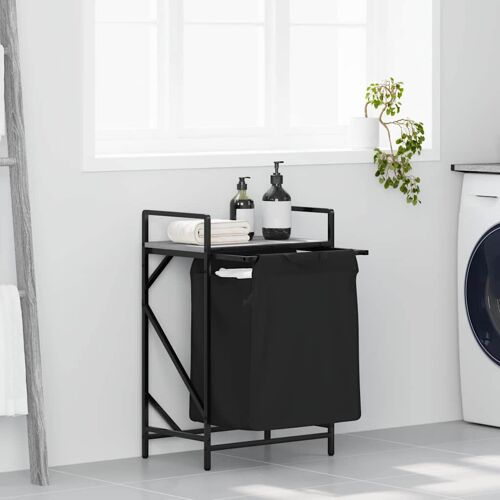 vidaXL Panier à linge 1 compartiment avec étagère Gris Sonoma