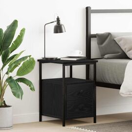 vidaXL Table de chevet en chêne noir 34 x 35,5 x 50 cm bois d'ingénierie