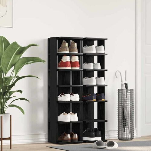 vidaXL Meubles à chaussures 2 pcs Chêne noir 25x27x102 cm Bois d'ingénierie