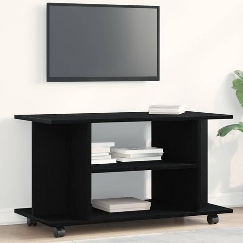 vidaXL Meuble TV à roulettes en chêne noir 80x40x45 cm bois d'ingénierie
