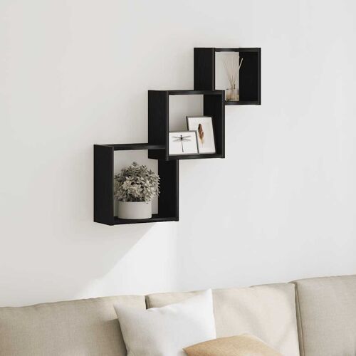 vidaXL Étagères murales cubiques en chêne noir 68 x 15 x 68 cm bois d'ingénierie