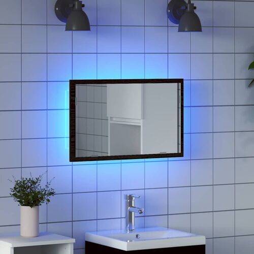 vidaXL Miroir de salle de bain avec éclairage LED en chêne noir 60 x 8,5 x 37 cm