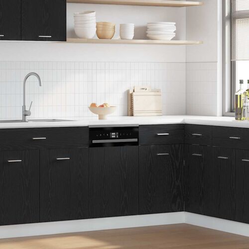 vidaXL Panneau de lave-vaisselle Lyon en chêne noir 45 x 1,5 x 67 cm bois d'ingénierie