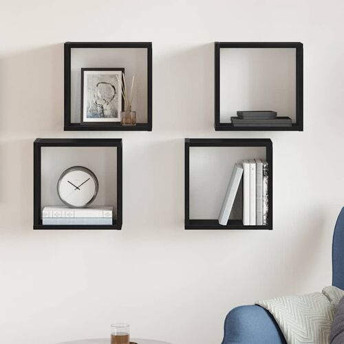 vidaXL Étagères murales cubiques lot de 4 chêne noir 30 x 15 x 30 cm bois composite